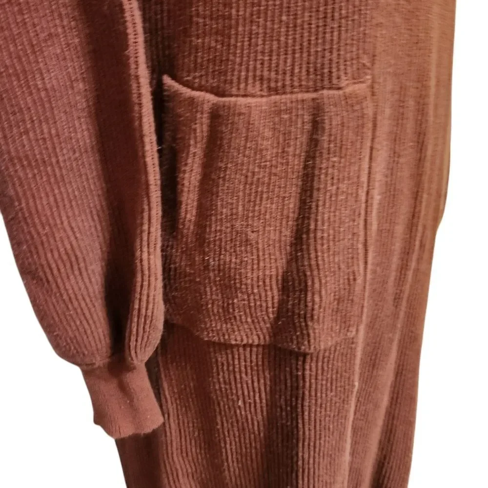 Natural Life Sweater Dress Small Medium Rust Orange Brown Ribbed Midi - Picture 3 of 13
